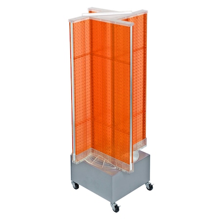 Azar Displays Pinwheel Pegboard Floor Display on Revolving Wheeled Base. Spinner Rack Stand. 700445-ORG